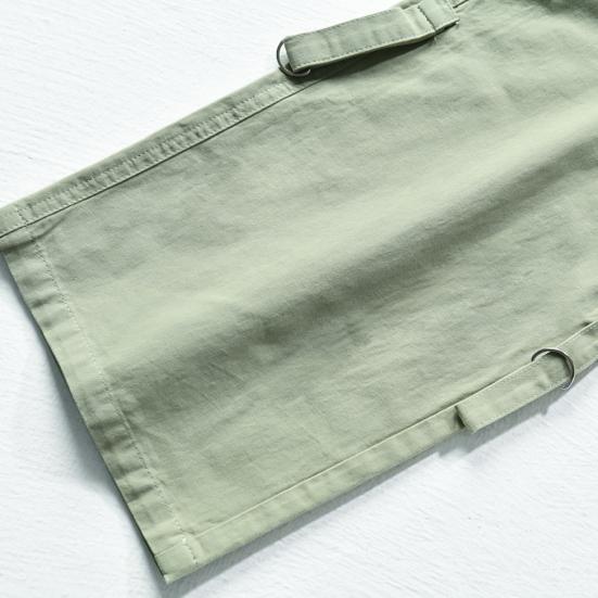 Women Cargo Pants Low-rise Multi-Pocket Design Wide Waist Retro Style Cropped Overalls Solid Color Straight Leg Work Pants