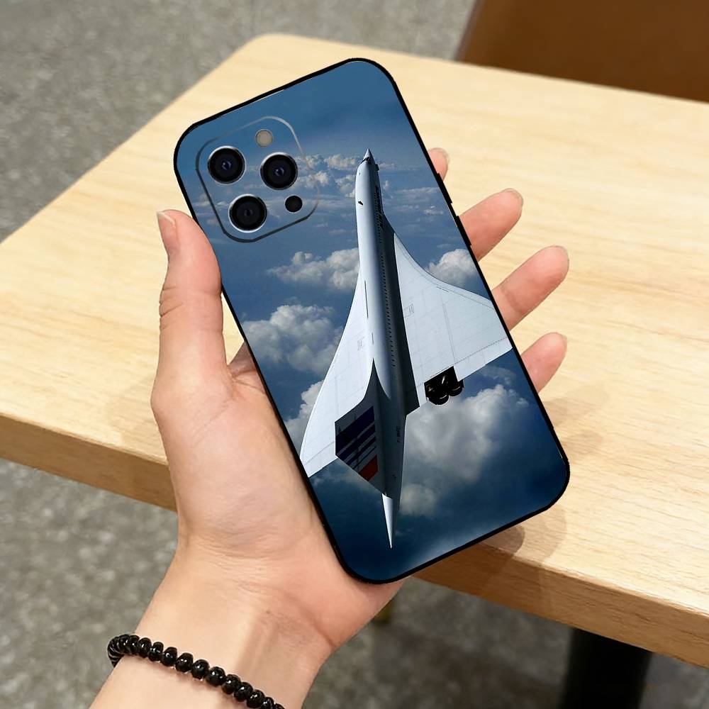 C-Concorde Air France Phone Case For iPhone 17,16,15,14,13,12,11 Plus,Pro Max,XS,Soft Silicone Black Cover