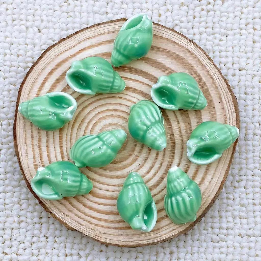 DW43 10Pcs Fashion Conch Shape Good-looking Ceramic Porcelain Beads DIY Handmade Pendant Bracelet Necklace Accessories Jewelry