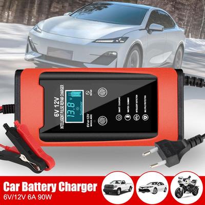 6V 12V 6A Smart Fast Charge Cycle GEL Lead-Acid Charger Car Pulse Universal Charger Battery Repair Auto LCD Display X4F3