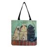 Women Vintage Linen Tote Bag - Large Capacity Dog Print Shoulder Handbag for Casual & Grocery Shopping KTB