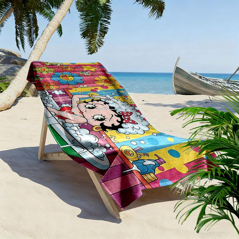 Betty Boop Print Beach Towel, Large Soft Quick Dry Towel for Beach Camping Swimming