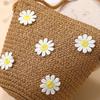 Fashion Small Daisy Kids Straw Bag Shell Shape Woven Shoulder Bag Handmade Handbag for Children Girls