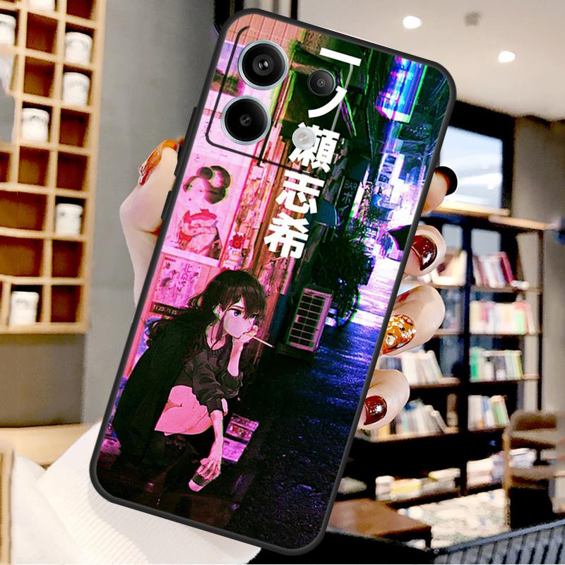 Anime Vaporwave Glitch For Xiaomi Redmi Note 14 Pro 9 10 11 12 13 15 Pro Plus Case For Redmi 15 15C 14C 12C 10C 13C