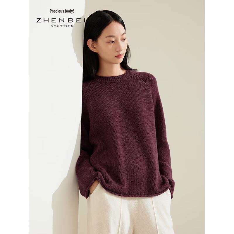 Zhenbei Women's Thickened Cashmere Round Neck Sweater