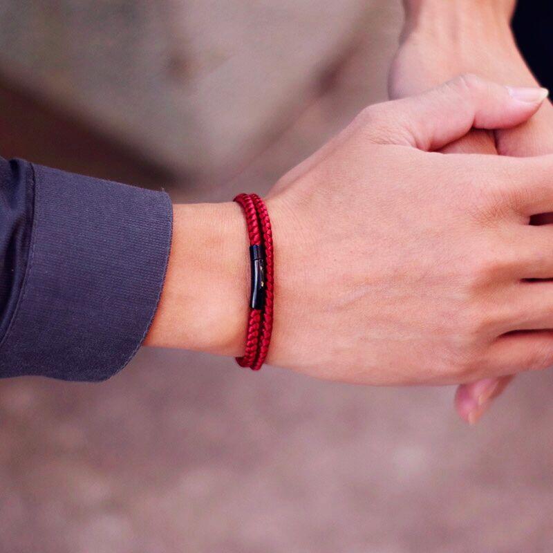 New In 4mm Keel Rope Bracelet For Men Stainless Steel Luxe Braclet Homme Press Lock Clasp Cord Macrame Braslet Pulsera Tela Gift