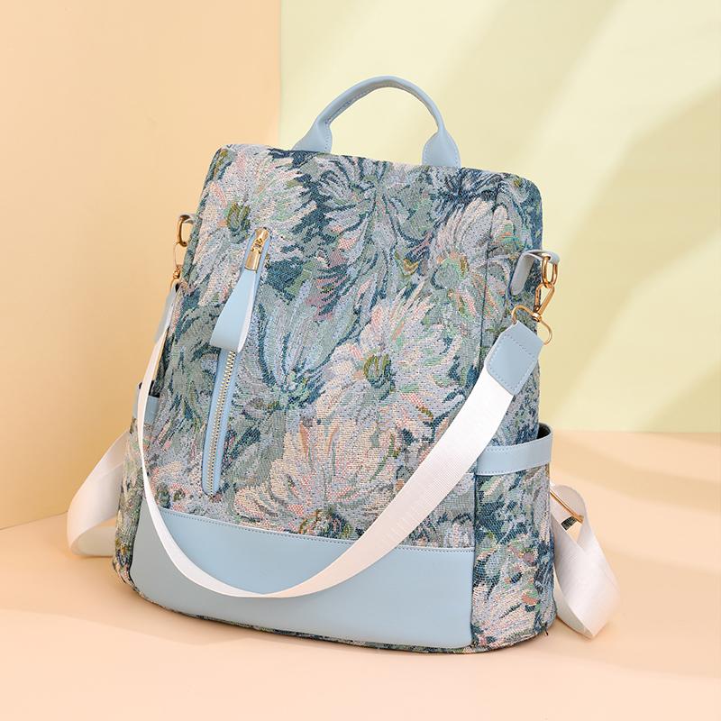 Womens Large Capacity Nylon Backpack Printed Backpack Student Schoolbag