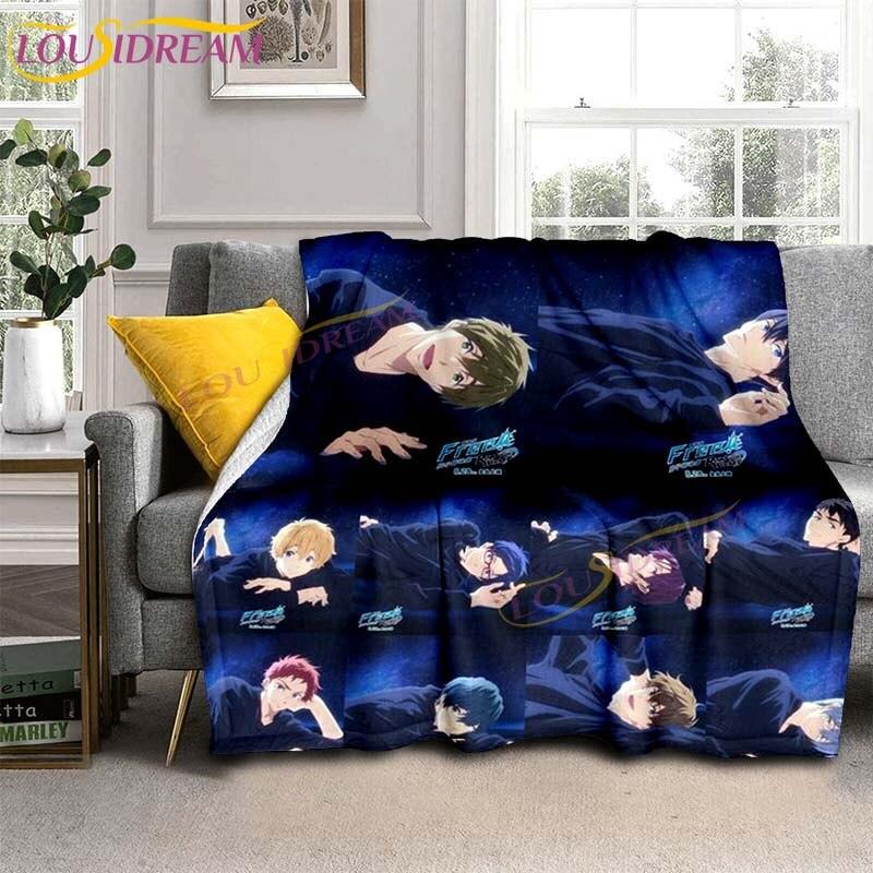 Gratis Iwatobi Swim Club Dekens Cartoon Bedspreien Dekens Anime Flanellen Dekens Bank Bed Dekens Plaid Dekens Cadeaus