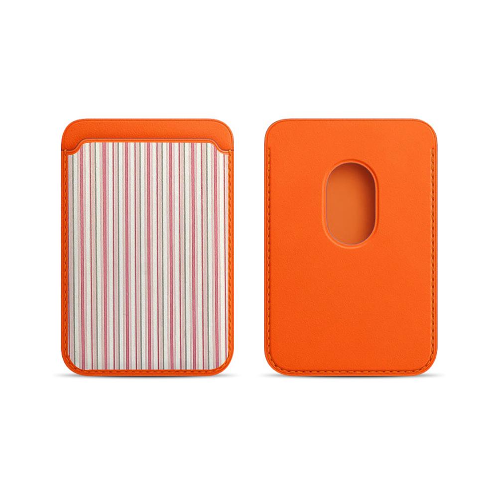 

Pink vertical stripe Phone Card Bag Holder For Magsafe Magnetic Slim Wallet Back Pocket For iPhone 17 16 Pro For Samsung Case