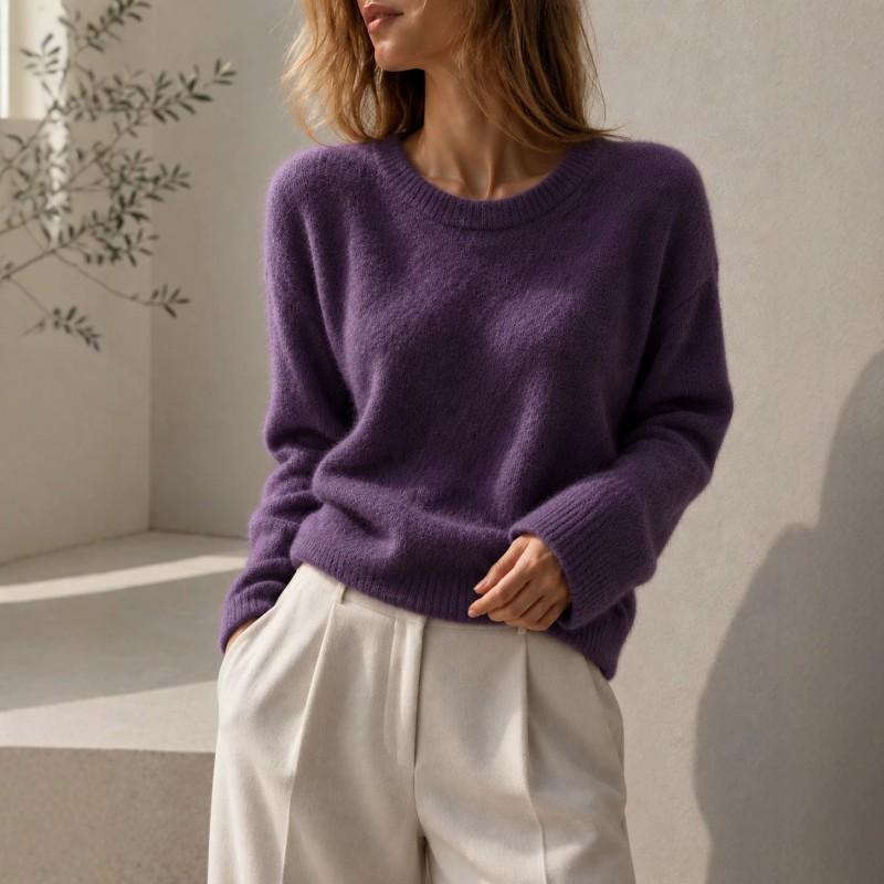 Womens Loose Fit Knit Sweater Long Sleeve Soft Pullover Fall Winter Casual Wear