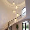 Lampe suspension - NETTLIFE - 5 flammes verre - Hauteur réglable 150 cm - G9 - Style scandinave moderne