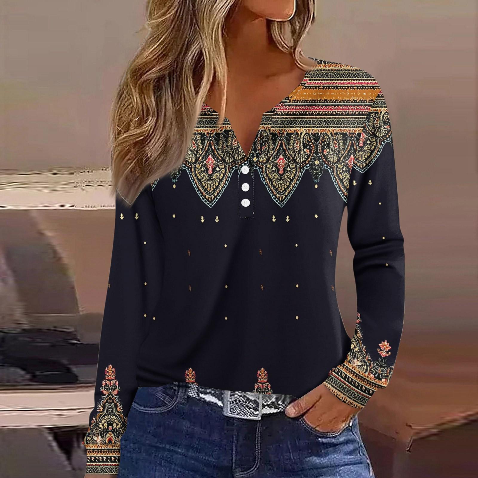 

Жен. Футболка Футболка на пуговицах с длинным рукавом Повседневные Выходные Мода Классический Топ с v-образным вырезом Обычный L чёрный