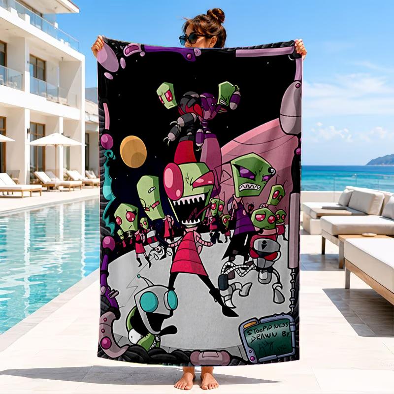Alien Invasion Pattern Beach Towel, Microfiber Beach Towel, Perfect For Pool, Beach, Travel, Home Decor Beach Party Fan Gifts