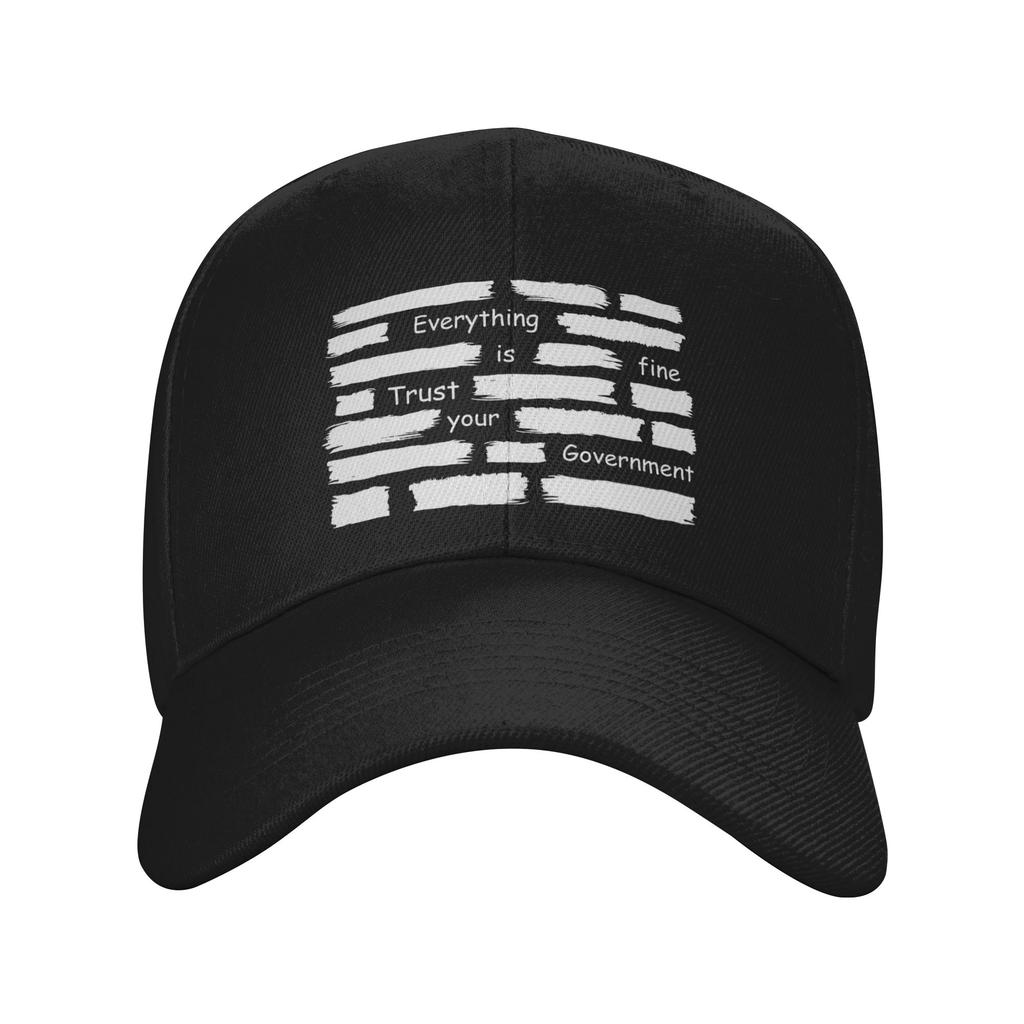 Everything Is Fine Trust Your GovernUnisext Golf Cap Accessories Retro Snapback Hat For Unisex Women Travel Headewear Adjustable