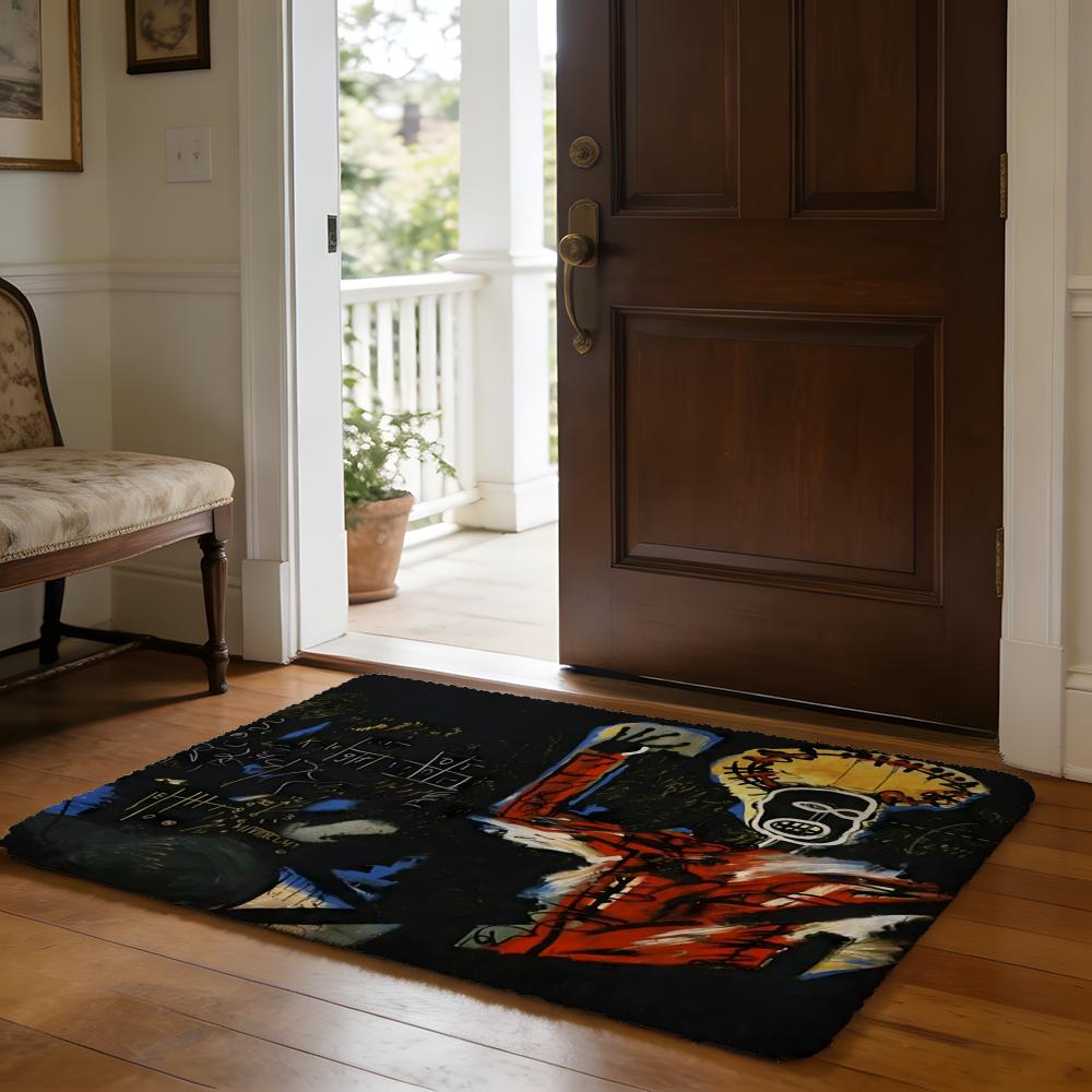 Floor Mat Soft Flannel Rug Non-Slip Absorbent Mat for Bathroom Bedroom Home Decor P-P-Peaceminusones Design Anime