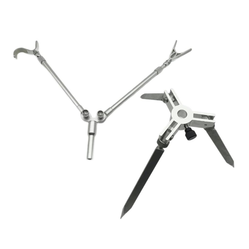 Foldable All-Terrain Ice Fishing Rod Tripod with Horn Head and Ground Stake