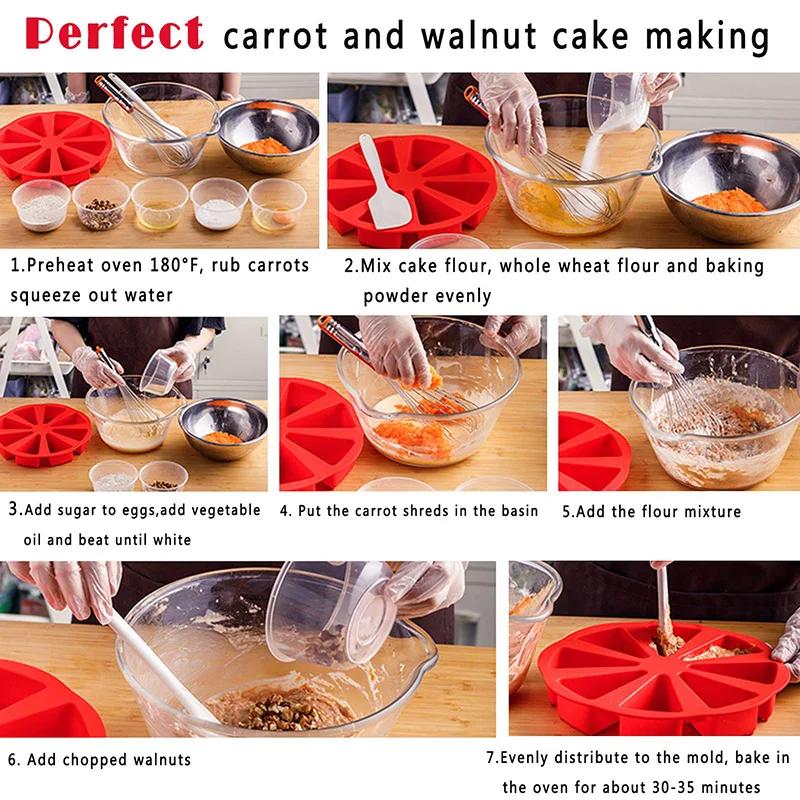 8-hole silicone split cake mold triangular hole cake pan pizza slice baking, kitchen essential tool