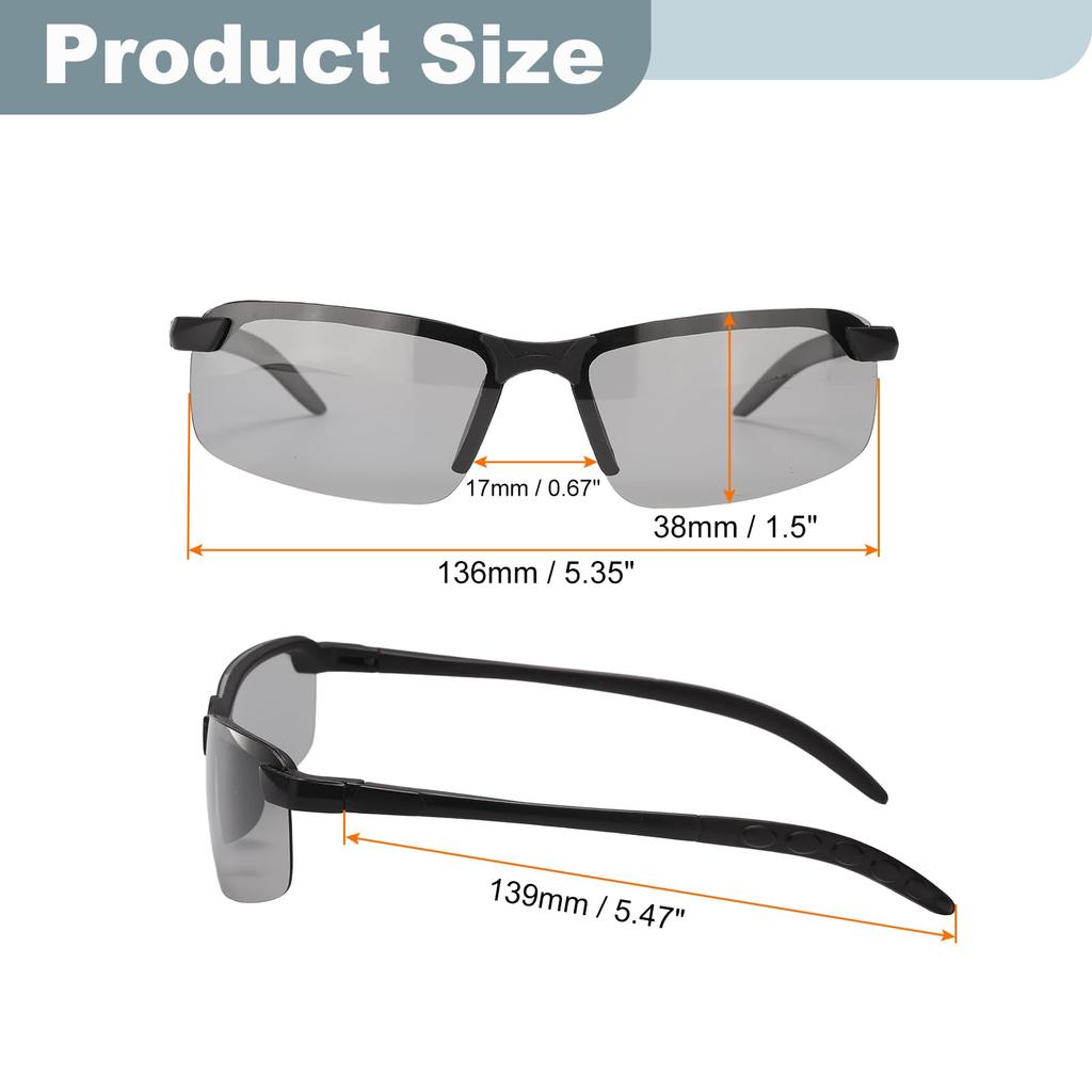 Sports Polarized Sunglasses for Running Gray [uxcell] Sunglasses, Cycling, Hiking, Cycling, Driving, Fishing, - Black/Clear