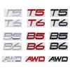 3D Metal AWD T5 T6 B5 B6 Letter Badge Sticker Rear Trunk Emblem  Decal High-Quality Automotive Exterior Accessories