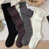Sock Children - Warm Woolen Heavy-duty Retro Relief-punched Knitted Calf-length Socks That Slim The Legs and Keep Warm. Long Pile-up Socks.