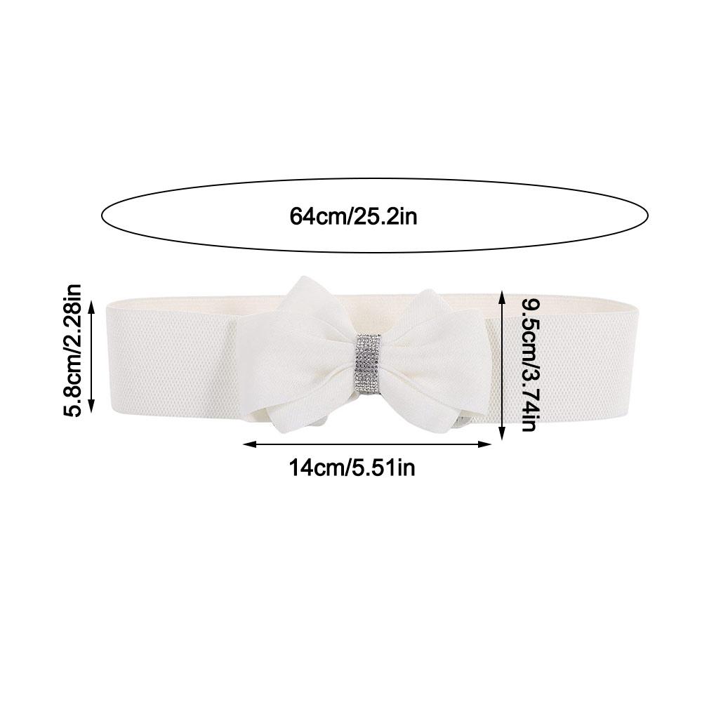 Adjustable Buckle Women's Elastic Wide Belt Solid Color Bowknot Waistband  Dress Coat Accessories