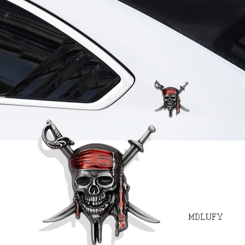 MDLUFY Autoaufkleber 3D Metall Emblem Fluch der Karibik Captain Jack Autoemblem