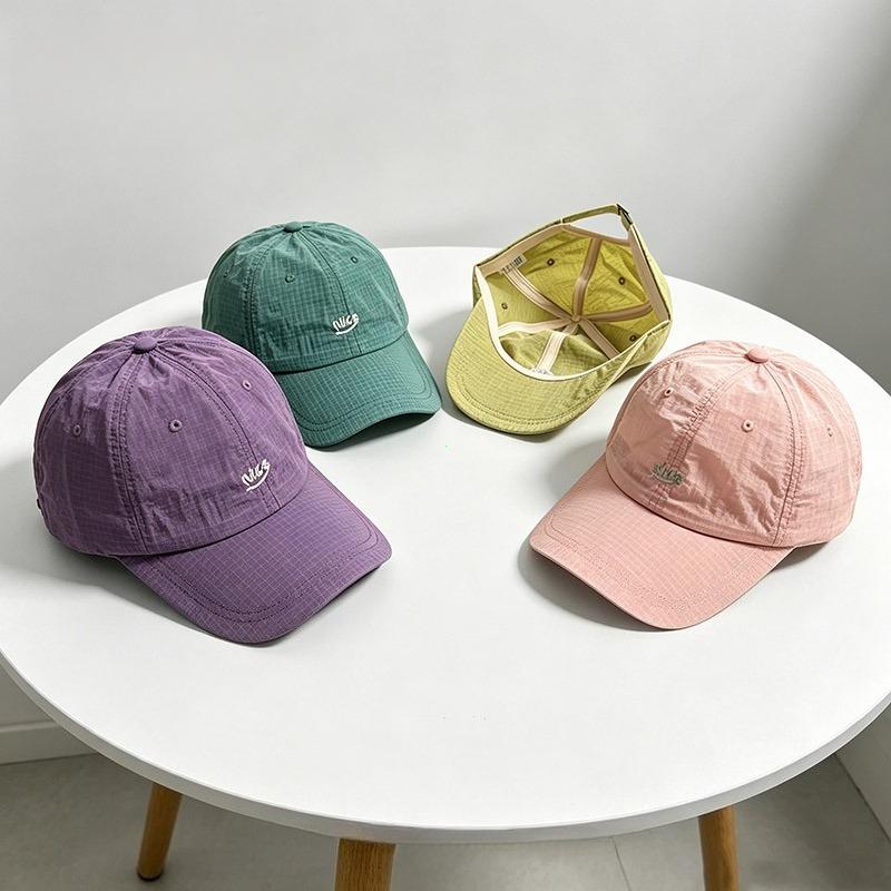 New Plaid Thin Sun Cap Quick-drying Breathable Baseball Cap Adjustable Letter Embroidery Sports Running Cap Men Women