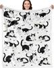 Cozy Cat Print Throw Blanket Home Decor Pet Lovers Gift For Living Room Couch Throw Black White Cat Pattern Large Size Spring Au