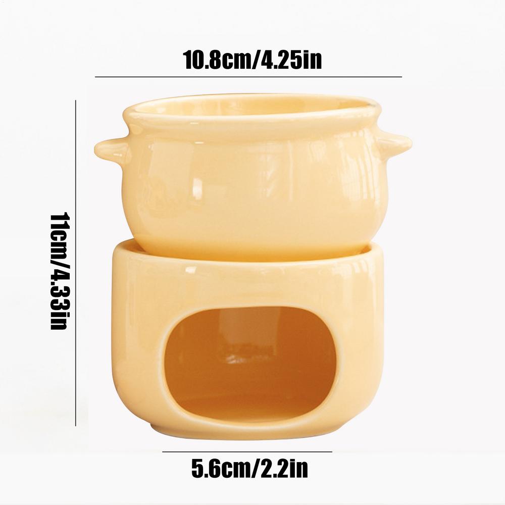 Chocolate Fondue Cup Non-Stick Ceramic Warmer Pot Melting Chocolate Cup With Forks For Cheese Marshmallow Dipping Dessert