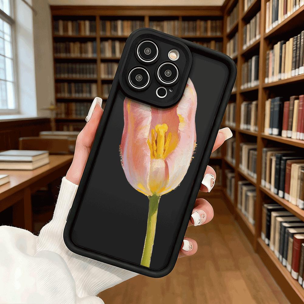 Oil Painting Pink Tulip Soft TPU Shockproof Case For Xiaomi Redmi Note 15 14 13 12 11 Pro Anti-Fall Protective Back Cover