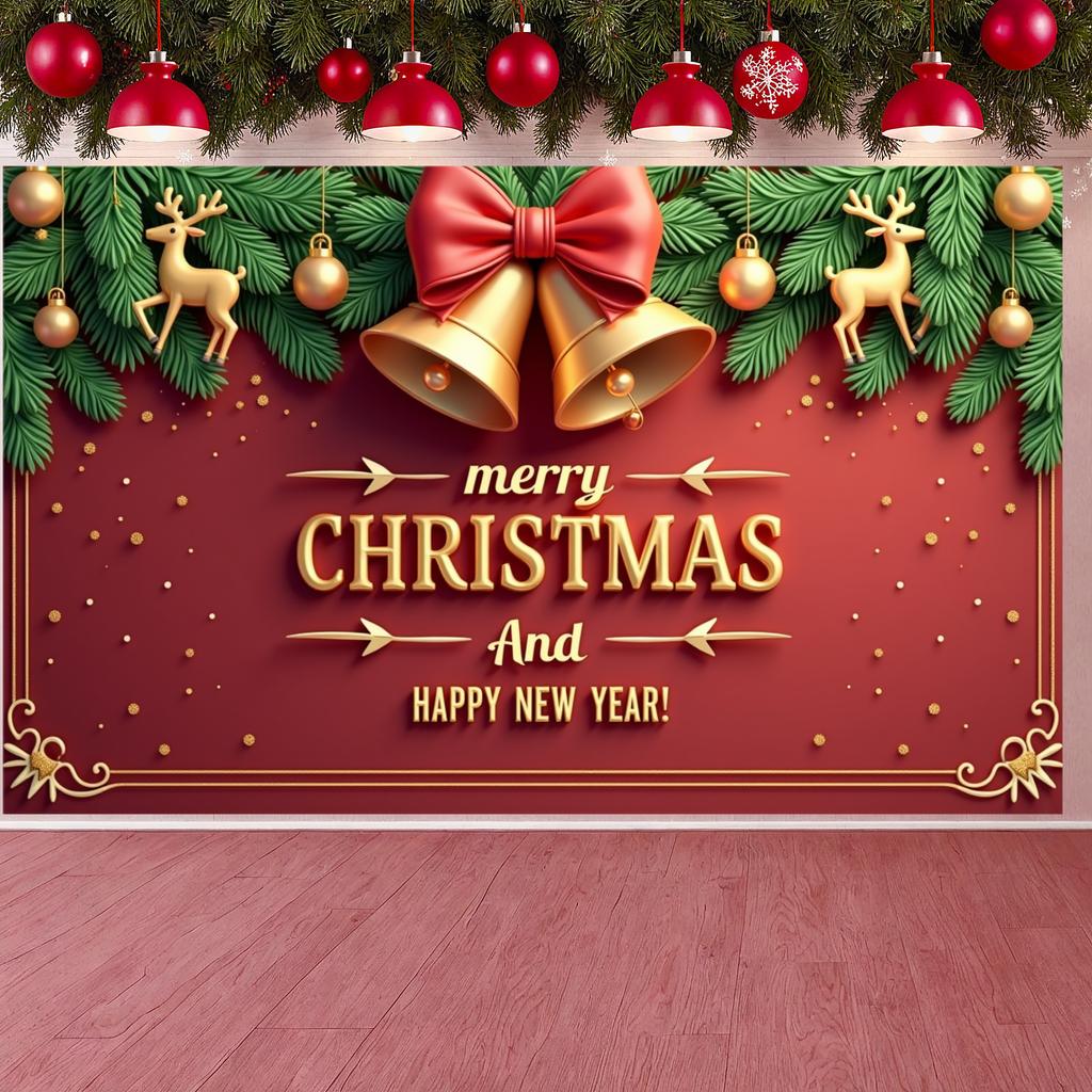 Noel Backdrop Classic Holiday Festive Background Xmas Display Pine Tree Design Christmas Banner For Office Event New Year Family