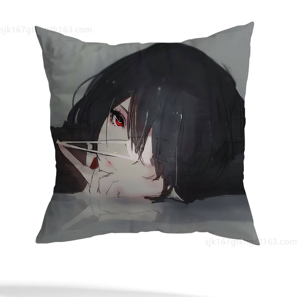 A-Another Mei Misaki Pillow Case Square Double-Sided Printing Short Plush Sofa Cushion Cover Bedroom Bedside Pillow