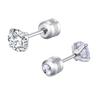 Stainless Steel Double Diamond Colored Zircon Stud Earrings