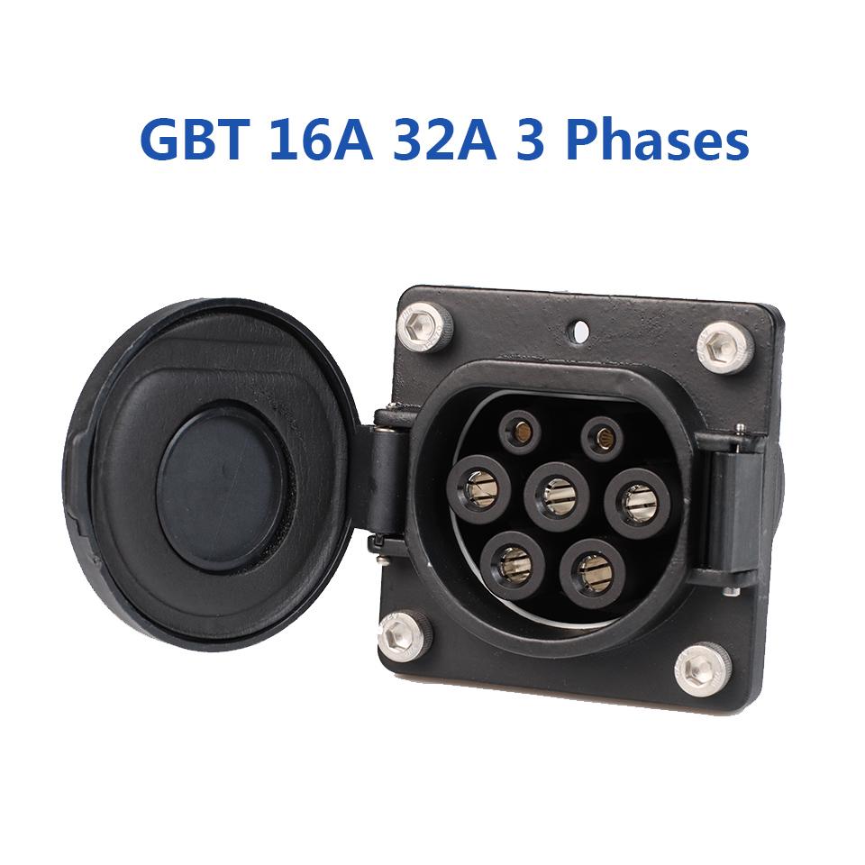 3.5KW 7KW GBT EV Connector 16A 32A 1P EV Charger Socket Inlet EV Charging Socket Without Cable For Chinese Standard Electric Car