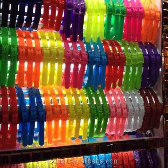 Candy Color Silicone Belt Packaged Plastic Waistband Eco-friendly Rubber Straps for Retail Shops