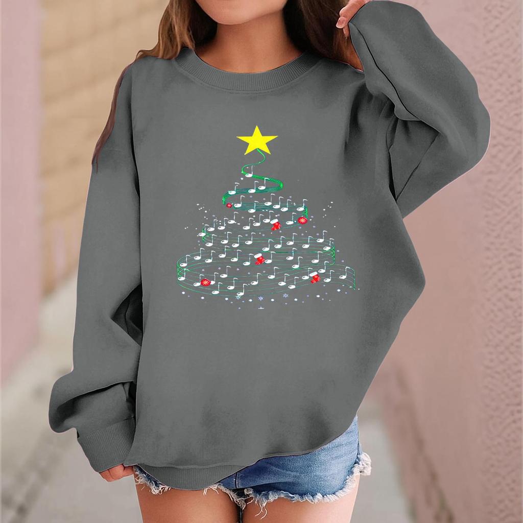 Children's Fashionable Casual Long-sleeved Loose Christmas Print Pullover Sweatshirt