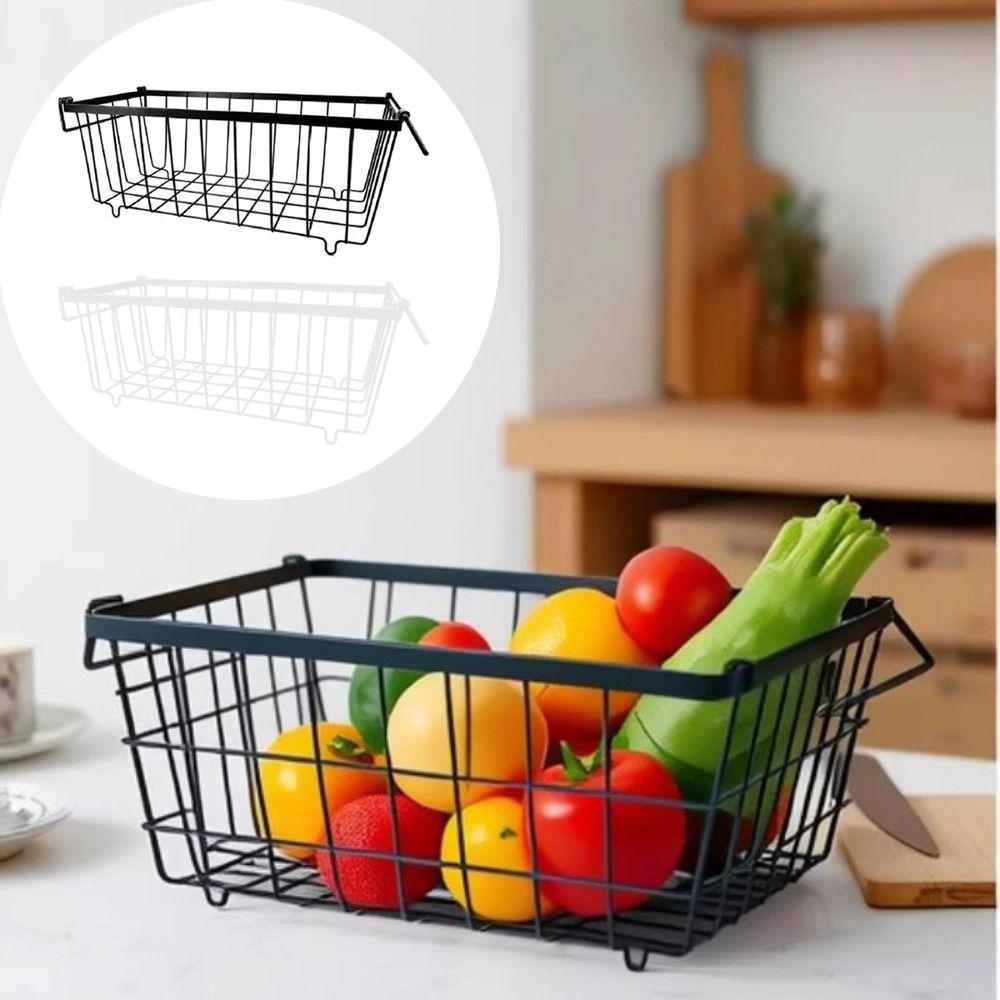 3pcs/set Foldable Handle Fridge Storage Basket Kitchen Racks Organizer  Frozen Food Storage