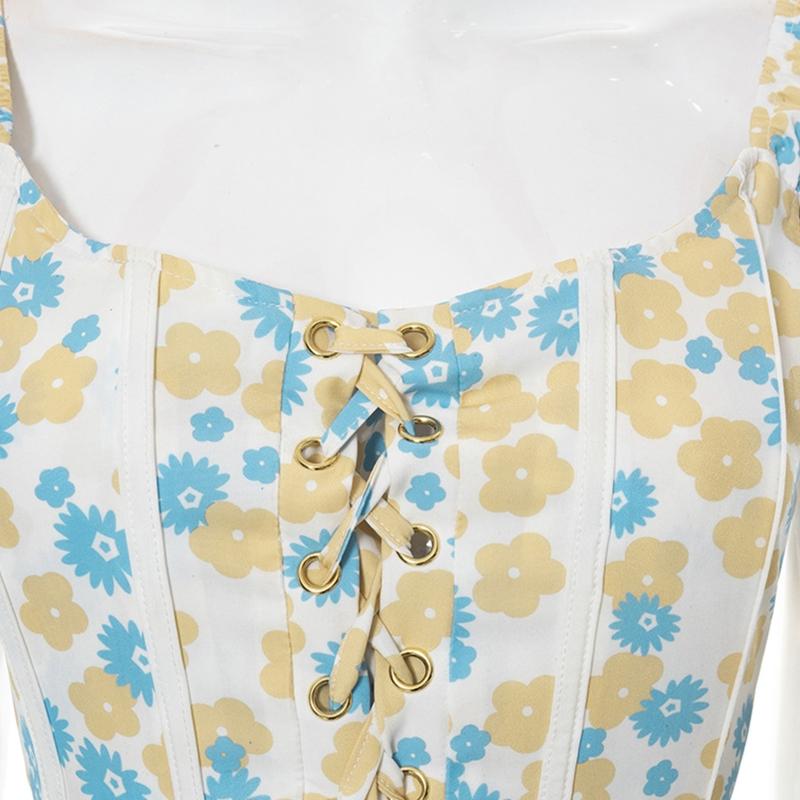 Готичний Квітковий Принт Підтягуючий Жіночий Талія Корсет Безрукавка Топ Жіночий Зменшуючий Талію Пояс Еластичність Корсети Футболка