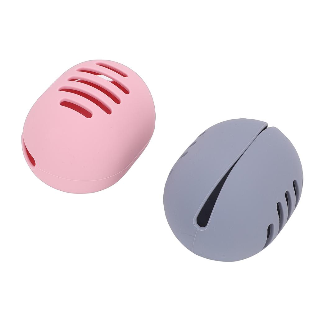 Makeup Sponge Holder Shatterproof Silicone Beauty Make Up Blender Case for Travel Gray Pink 2 PCS