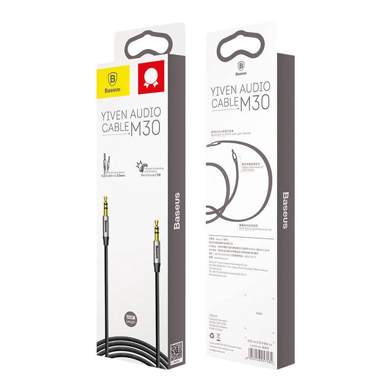 Kabel Audio Mini Jack 3,5Mm Aux Baseus Yiven 1,5M (Czarno-Srebrny)