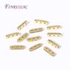 DIY Beading Jewellery Making Components 3 Holes Separators for Beads,18K Gold Plated Inlaid Zircon Beads Spacer Bar Separators