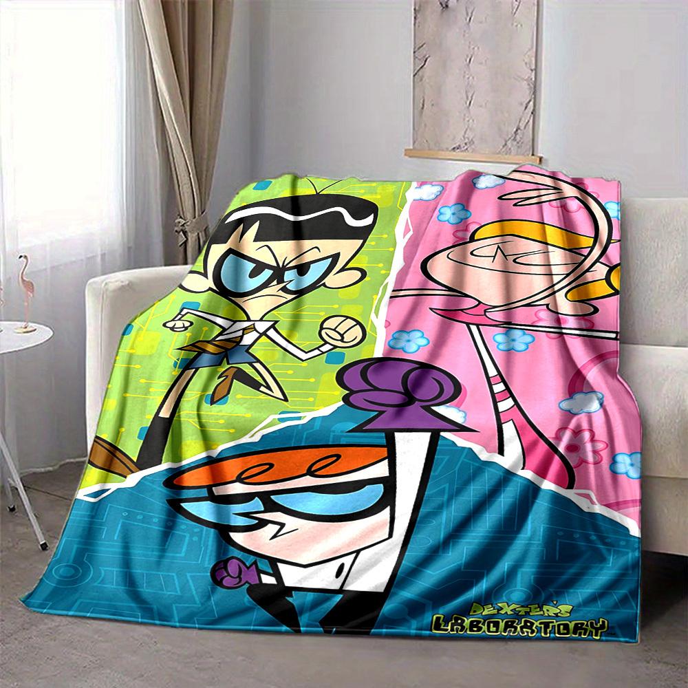 1pc Dexter's Laboratory Cozy Print Blanket Lightweight Warm Flannel Throw Blanket For Sofa, Bed, Living Room