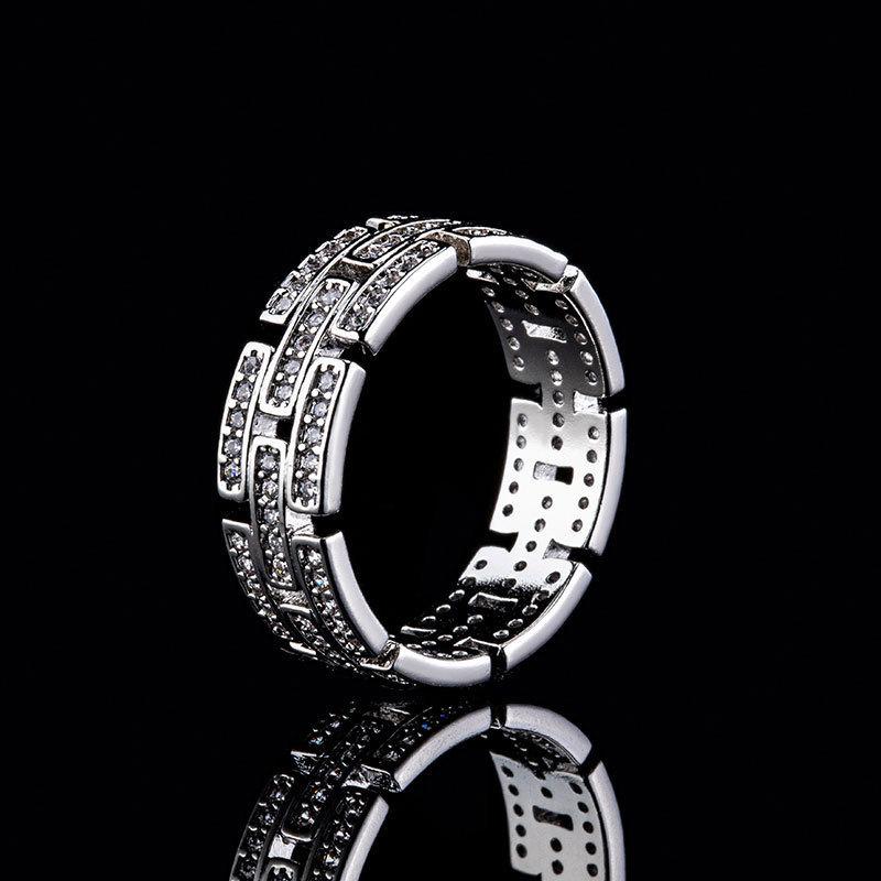 

Премиальное кольцо с бриллиантовой дорожкой Sense, кольцо с полным бриллиантовым покрытием, блестящее изысканное циркониевое кольцо, женское кольцо, тренд личности No. 10