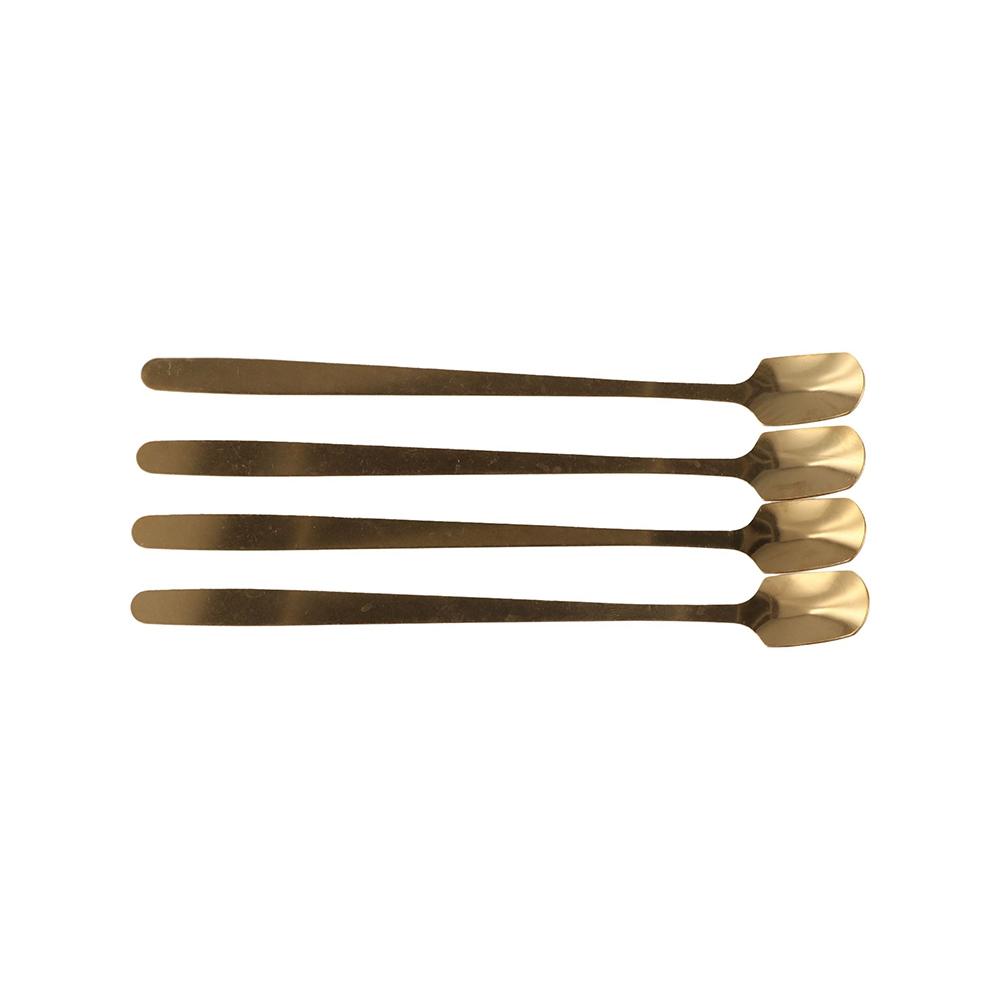 5pcs Stainless Steel Square Teaspoon Long Handle Dessert Scoops Coffee Stirring Spoons Ice Cream