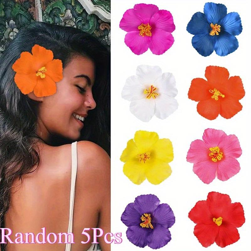 5Pcs Hawaiian Flower Hair Clip Summer Beach Birthday Party Wedding Decoration Artificial Egg Flowers Hairpin Accessories Women's Hair Accessories