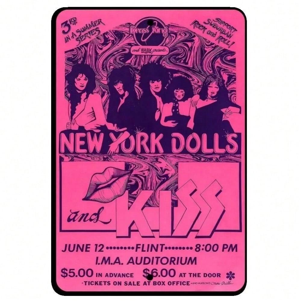 **Винтажная жестяная вывеска рок-группы KISS New York Dolls Ретро Металлический плакат** 20x30 разноцветный