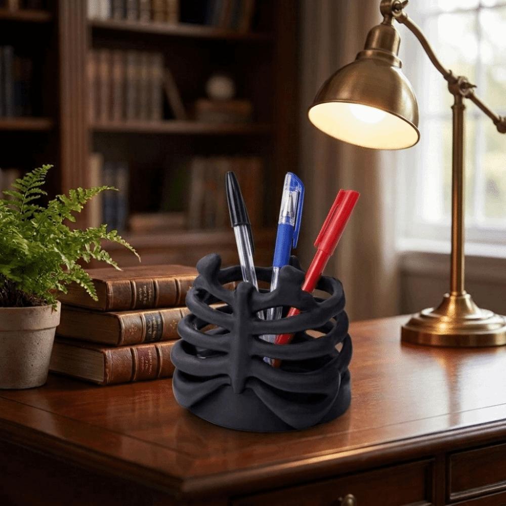 Plastic Rib Cage Pen Holder Gothic Style Makeup Brush Storage Cup Unique Bone Pen Holder Office