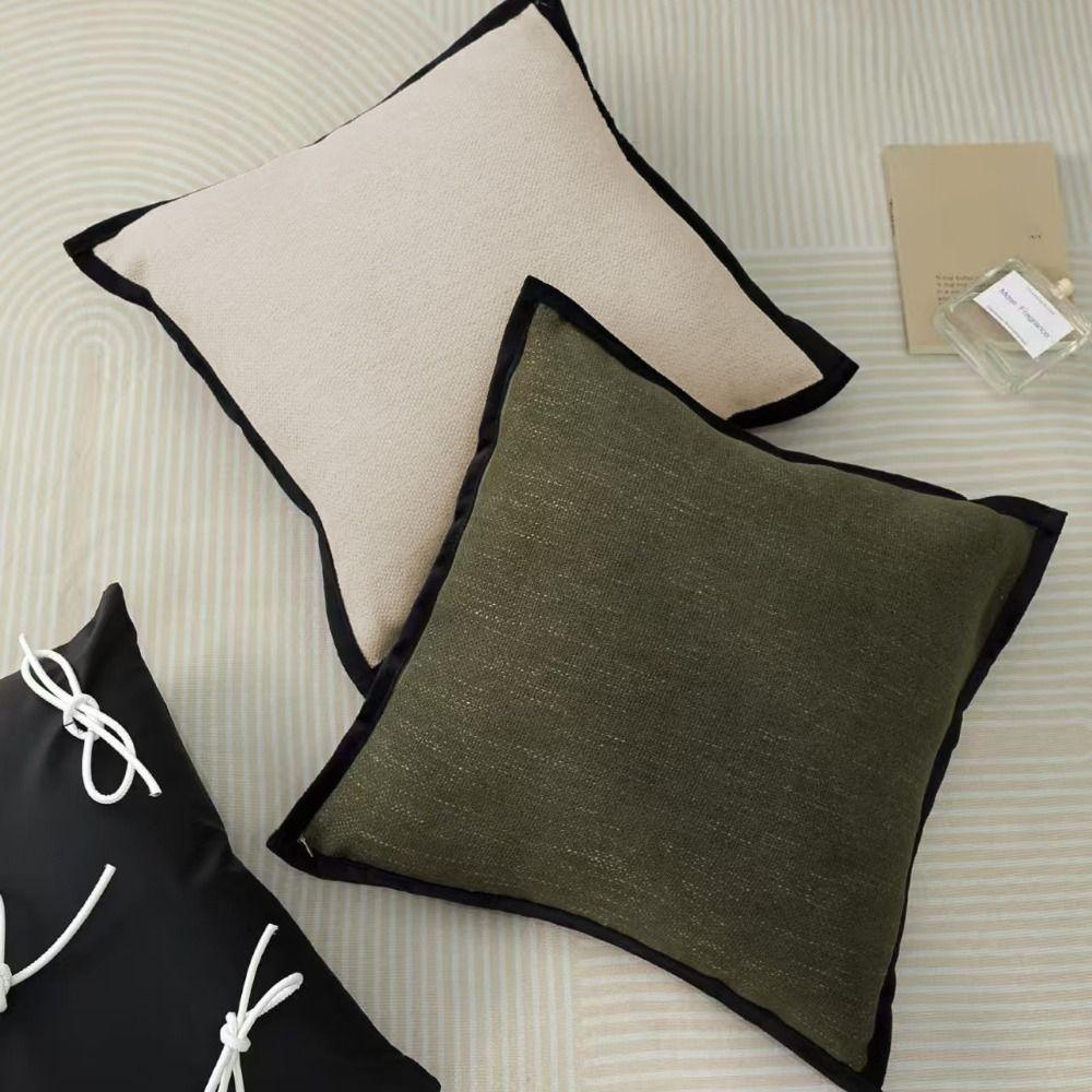 Cotton Linen Cushion Cover Retro Waist Pillow Cover Durable French Medieval Style Pillowcase  Hotel