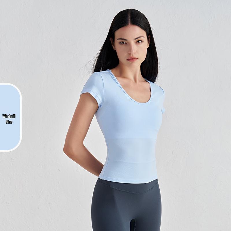 Women's Slimming Waist Yoga T-Shirt - Comfortable Short Sleeve Casual Gym and Yoga Top