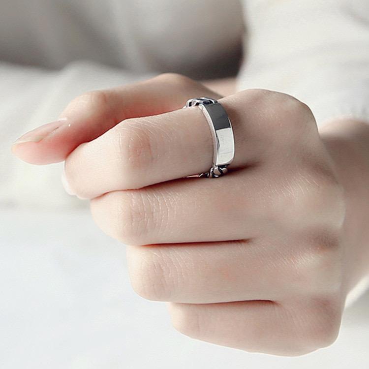 925 Sterling Silver Rings for Women Couple Minimalist Handmade Simple Retro Chain Ring Party Jewelry Gift Prevent Allergy
